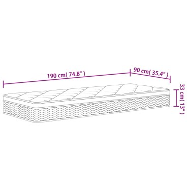 vidaXL Στρώμα με Pocket Springs Medium Plus 90x190cm Μονό 1 τεμ. - Μονό