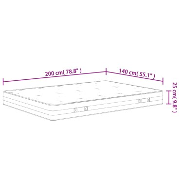 vidaXL Στρώμα με Pocket Springs Μεσαία Σκληρότητα 140x200cm 1 τεμ. - Διπλό