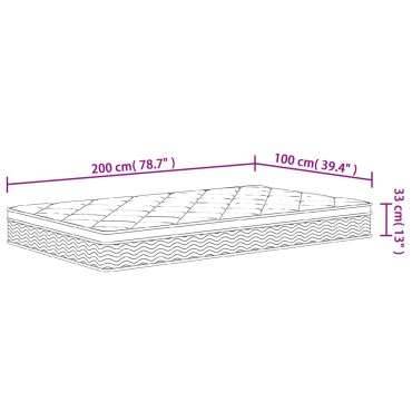 vidaXL Στρώμα με Pocket Springs Μεσαία Plus Σκληρότητα 100x200cm 1 τεμ. - Μονό