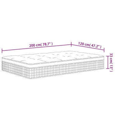 vidaXL Στρώμα με Pocket Springs Μεσαία Plus Σκληρότητα 120x200cm 1 τεμ. - Μονό