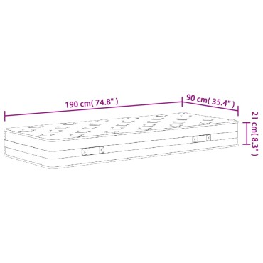 vidaXL Στρώμα με Bonnell Springs Medium 90x190cm Μονό 1 τεμ. - Μονό