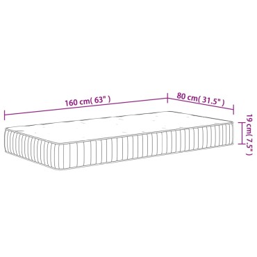 vidaXL Στρώμα με Pocket Springs για Παιδιά Μεσαία Σκληρότητα 80x160cm 1 τεμ. - Μονό