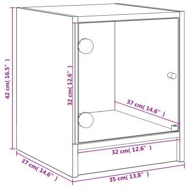 vidaXL Κομοδίνο με Γυάλινη Πόρτα Λευκό 35x37x42cm 1 τεμ.