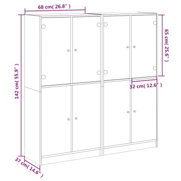 vidaXL Βιβλιοθήκη με Πόρτες Καπνιστή Δρυς 136x37x142cm Επεξ. Ξύλο 1 τεμ.