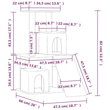 vidaXL Γατόδεντρο Σκούρο Γκρι 82 εκ. με Στύλους Ξυσίματος από Σιζάλ