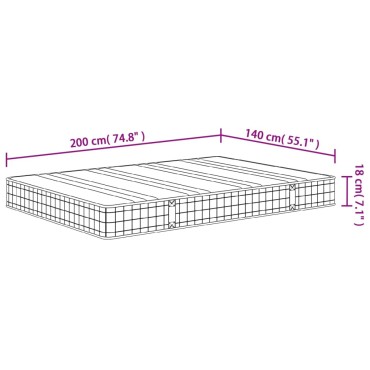 vidaXL Στρώμα με Bonnell Springs Μεσαία Σκληρότητα 140x200cm 1 τεμ. - Διπλό