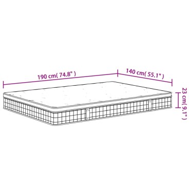 vidaXL Στρώμα με Bonnell Springs Μεσαία Σκληρότητα 140x190cm 1 τεμ. - Μονό