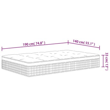 vidaXL Στρώμα με Pocket Springs Μεσαία Plus Σκληρότητα 140x190cm 1 τεμ. - Μονό