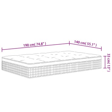 vidaXL Στρώμα με Pocket Springs Μεσαία Plus Σκληρότητα 140x190cm 1 τεμ. - Μονό