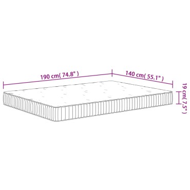 vidaXL Στρώμα με Pocket Springs Μεσαία 140x190cm 1 τεμ. - Μονό