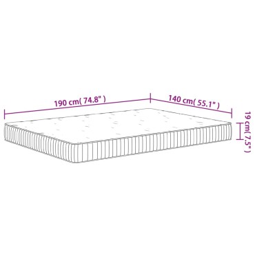 vidaXL Στρώμα με Pocket Springs Μεσαία 140x190cm 1 τεμ. - Μονό