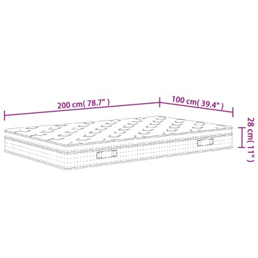 vidaXL Στρώμα με Pocket Springs Μεσαία Σκληρότητα 100x200cm 1 τεμ. - Μονό