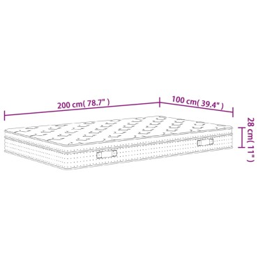 vidaXL Στρώμα με Pocket Springs Μεσαία Σκληρότητα 100x200cm 1 τεμ. - Μονό