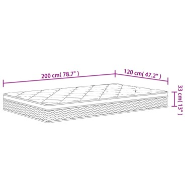 vidaXL Στρώμα με Pocket Springs Μεσαία Plus Σκληρότητα 120x200cm 1 τεμ. - Μονό