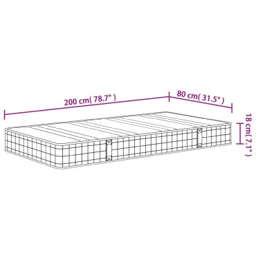 vidaXL Στρώμα με Bonnell Springs Μεσαία Σκληρότητα 80x200cm 1 τεμ. - Μονό