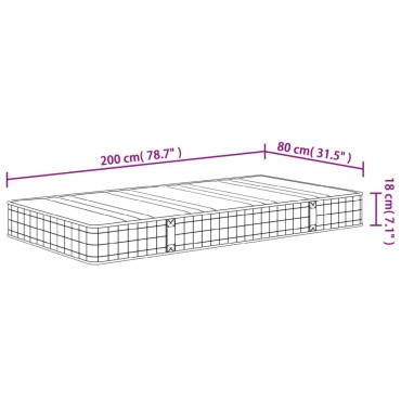 vidaXL Στρώμα με Bonnell Springs Μεσαία Σκληρότητα 80x200cm 1 τεμ. - Μονό