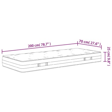 vidaXL Στρώμα με Pocket Springs Μεσαία Σκληρότητα 70x200cm 1 τεμ. - Μονό