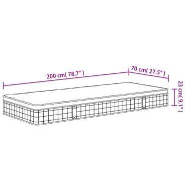 vidaXL Στρώμα με Bonnell Springs Μεσαία Σκληρότητα 70x200cm 1 τεμ. - Μονό