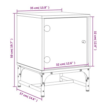 vidaXL Κομοδίνο Γκρι Sonoma 35x37x50cm με Γυάλινη Πόρτα 1 τεμ.