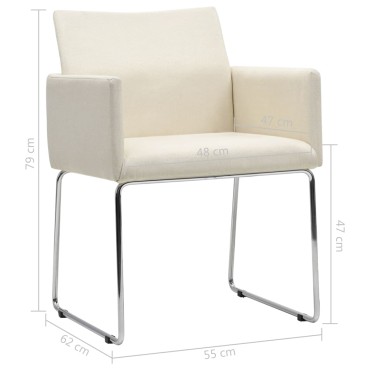 vidaXL Καρέκλες Τραπεζαρίας 2 τεμ. Λευκές Υφασμάτινες με Λινό Σχέδιο 55x62x79cm