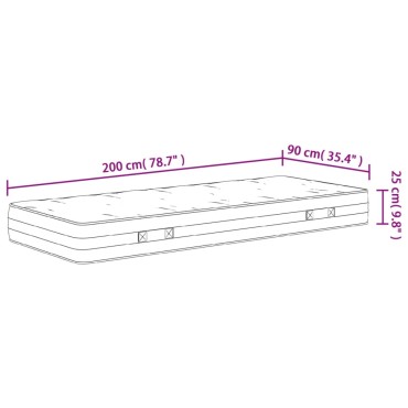 vidaXL Στρώμα με Pocket Springs Μεσαία Σκληρότητα 90x200cm 1 τεμ. - Μονό