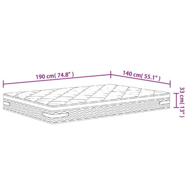 vidaXL Στρώμα με Pocket Springs Μεσαία Plus Σκληρότητα 140x190cm 1 τεμ. - Μονό