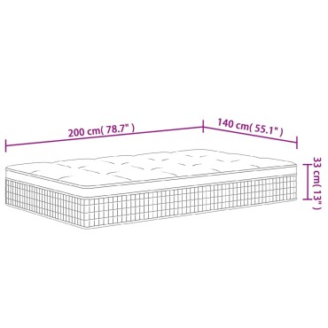 vidaXL Στρώμα με Pocket Springs Μεσαία Plus Σκληρότητα 140x200cm 1 τεμ. - Διπλό