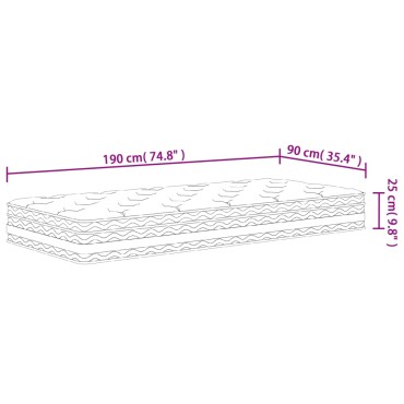 vidaXL Στρώμα με Pocket Springs Medium 90x190cm Μονό 1 τεμ. - Μονό