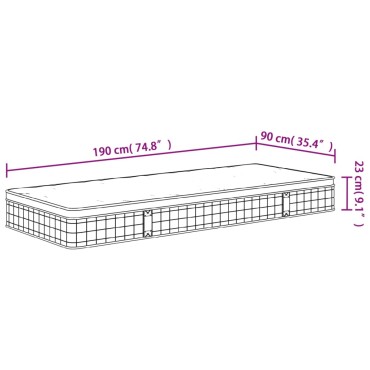 vidaXL Στρώμα με Bonnell Springs Medium 90x190cm Μονό 1 τεμ. - Μονό