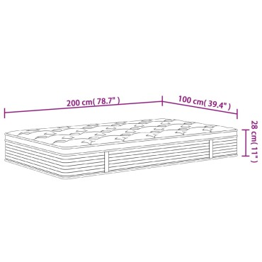 vidaXL Στρώμα με Pocket Springs Μεσαία Σκληρότητα 100x200cm 1 τεμ. - Μονό