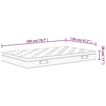 vidaXL Στρώμα με Pocket Springs Μεσαία Σκληρότητα 120x200cm 1 τεμ. - Μονό