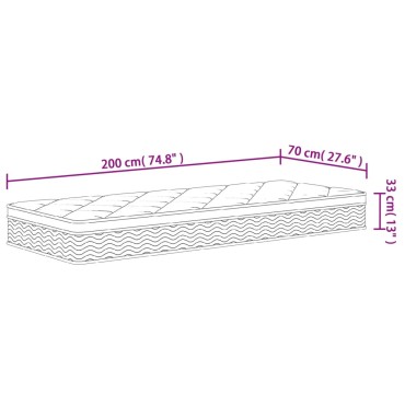 vidaXL Στρώμα με Pocket Springs Μεσαία Plus Σκληρότητα 70x200cm 1 τεμ. - Μονό