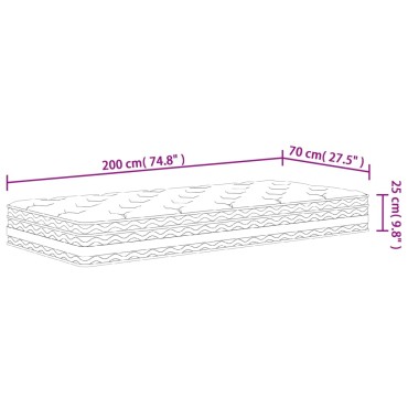 vidaXL Στρώμα με Pocket Springs Μεσαία Σκληρότητα 70x200cm 1 τεμ. - Μονό