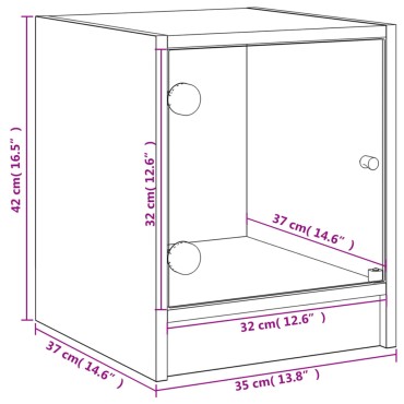 vidaXL Κομοδίνα με Γυάλινες Πόρτες 2 τεμ. Μαύρα 35x37x42cm