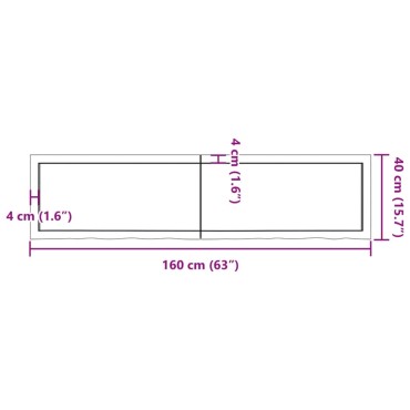 vidaXL Επιφάνεια Τραπεζιού 160x40x(2-6)cm Ακατέργαστο Μασίφ Ξύλο Δρυός 1 τεμ.