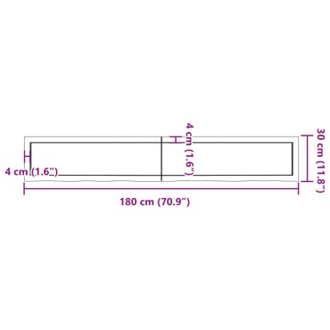 vidaXL Επιφάνεια Τραπεζιού 180x40x(2-4)cm Ακατέργαστο Μασίφ Ξύλο Δρυός 1 τεμ.