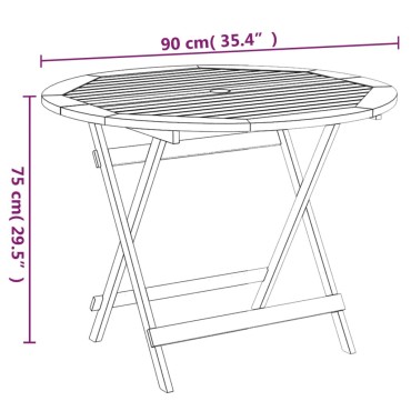 vidaXL Τραπέζι Κήπου Πτυσσόμενο 90x75cm Μασίφ Ξύλο Ακακίας 1 τεμ.