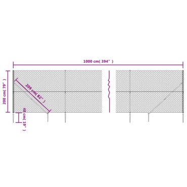 vidaXL Συρματόπλεγμα Περίφραξης Ασημί 2 x 10 μ. με Καρφωτές Βάσεις