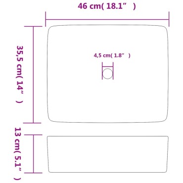 vidaXL Νιπτήρας Ορθογώνιος Γκρι/Μπλε 46 x 35,5 x 13 εκ. Κεραμικός