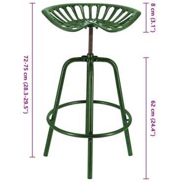 Esschert Design Καρέκλες Μπαρ με Όψη Τρακτέρ Πράσινες 50,5x48x(72-75)cm