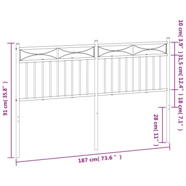 vidaXL Κεφαλάρι Λευκό Μεταλλικό 187x3x91cm 1 τεμ.