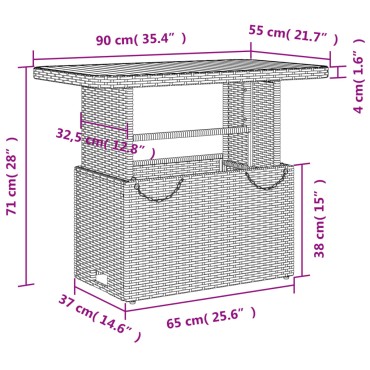 vidaXL Τραπέζι Κήπου Γκρι 90x55x71cm Συνθετικό Ρατάν / Ξύλο Ακακίας 1 τεμ.