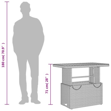 vidaXL Τραπέζι Κήπου Γκρι 90x55x71cm Συνθετικό Ρατάν / Ξύλο Ακακίας 1 τεμ.