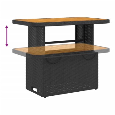 vidaXL Τραπέζι Κήπου Μαύρο 90x55x71cm Συνθετικό Ρατάν/Ξύλο Ακακίας 1 τεμ.