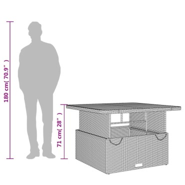 vidaXL Τραπέζι Κήπου Γκρι 110x110x71cm Συνθετικό Ρατάν/Ξύλο Ακακίας 1 τεμ.