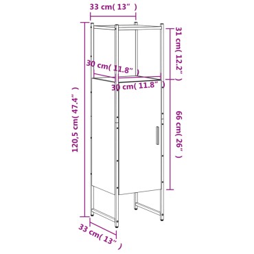 vidaXL Ντουλάπι Μπάνιου Sonoma Δρυς 33x33x120,5cm Επεξεργασμένο Ξύλο