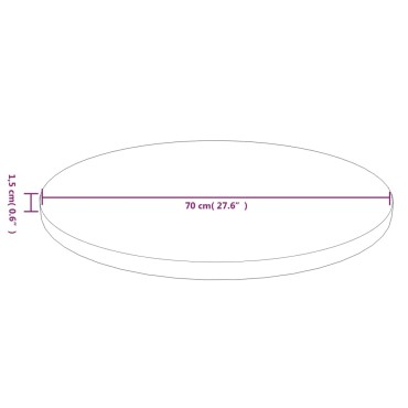 vidaXL Επιφάνεια Τραπεζιού Στρογγυλή Σκ. Καφέ 70x1,5cm Ξύλο Δρυς 1 τεμ.