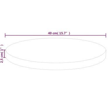 vidaXL Επιφάνεια Τραπεζιού Στρογγυλή 40x2,5cm Μασίφ Ξύλο Δρυς 1 τεμ.