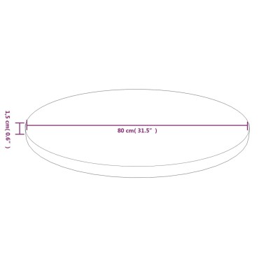 vidaXL Επιφάνεια Τραπεζιού Στρογγυλή Αν. Καφέ 80x1,5cm Ξύλο Δρυς 1 τεμ.