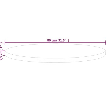 vidaXL Επιφάνεια Τραπεζιού Στρογγυλή 80x2,5cm Μασίφ Ξύλο Δρυς 1 τεμ.